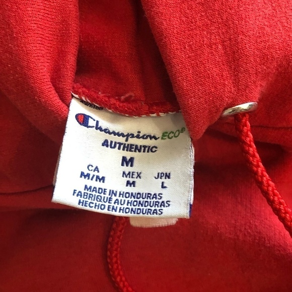 CHAMPION Sweatshirt Unisex Size Medium Red Athletic Pullover Hoodie ECCO - Picture 5 of 8